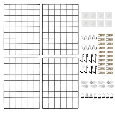 Metal Wire Wall Panel Wire Mesh Organizer 17.3''×11.8'' Black Wall Grid 4-Pack ...