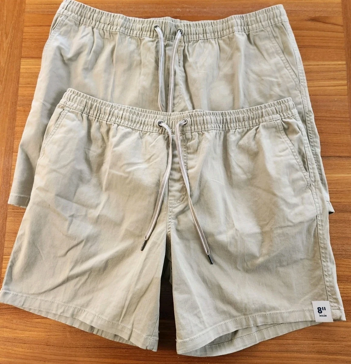 George Men's XL 40-42 LOT OF 2 PAIRS Stretch Waist Pull On Shorts KHAKI #21425