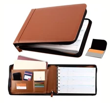 Zippered Business Checkbook Binder - 7 Ring Binder for Business Checks with B...