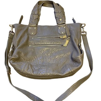 Y2K COLE HAAN Leather Matrix Bag Purse Detachable Crossbody Strap Medium Gray