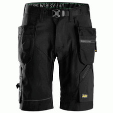 Image of Snickers 6904 Black FlexiWork, Work Shorts+ Holster Pockets