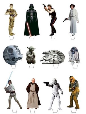 Star Wars Theme Edible Wafer Cup Cake Toppers Standing Or Disc Ebay