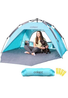 Colapz Pop Up Tent Blue Beach Shelter Wind/Sun Protection Portable