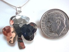 Hammered Three Leaf Clover Necklace Sterling Silver Corona Sun Jewelry 
