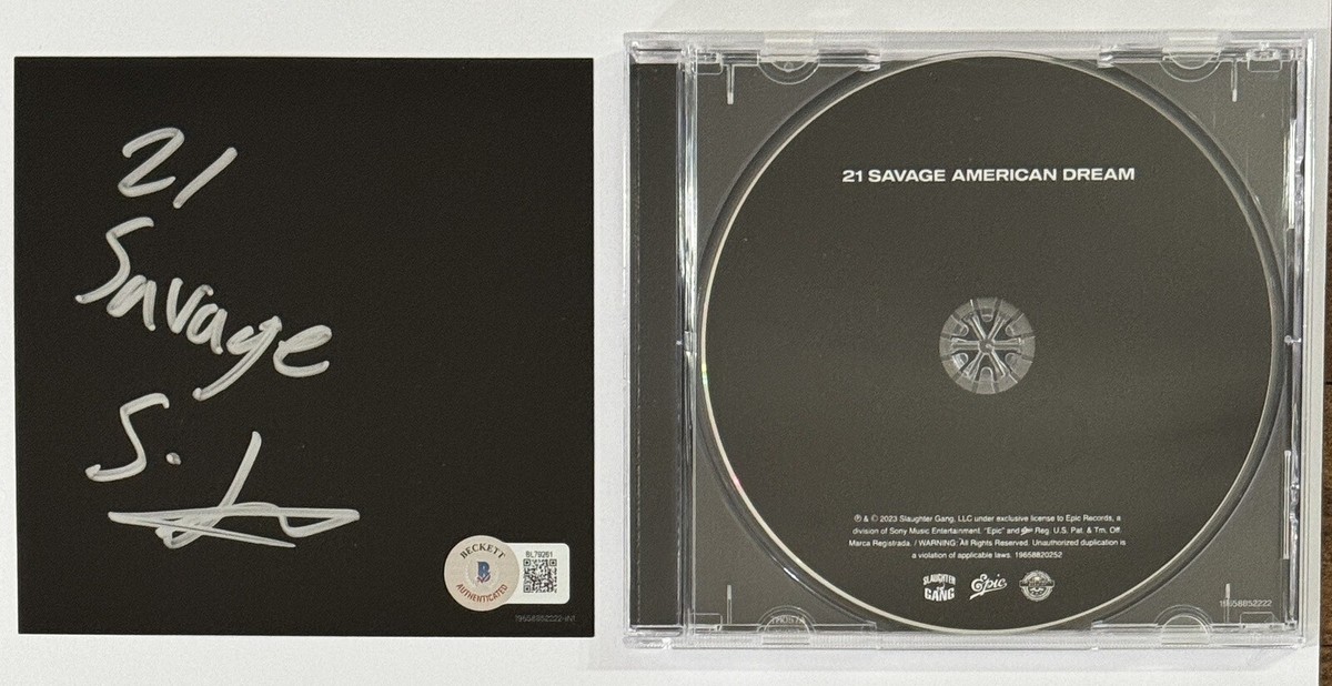 SIGNED 21 Savage Autographed American Dream CD Art Card Photo