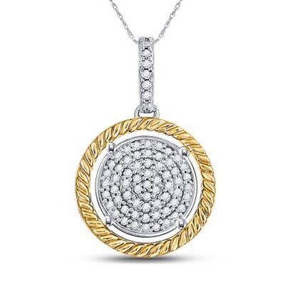 10K BICOLOR GOLD RUNDER DIAMANT KREIS ANHÄNGER 1/12 CTTW