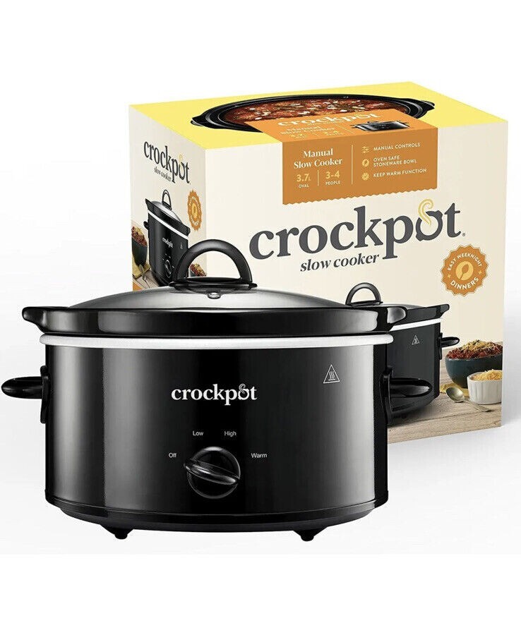 CrockPot CSC078 Slow Cooker 3.7L Removable EasyClean Ceramic Bowl Black New eBay