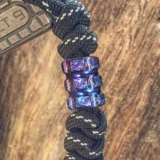 EDCMG Titanium Alloy Handmade Flame Parachute Cord Lanyard Pendant Bead Necklace