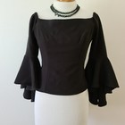 FRENCH CONNECTION Off Shoulder Trumpet Flare Sleeve Bustier Top Size 10 Black