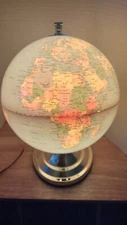 Light-up World Globe Table Lamp Nightlight 7" Diameter - Works, Vintage 