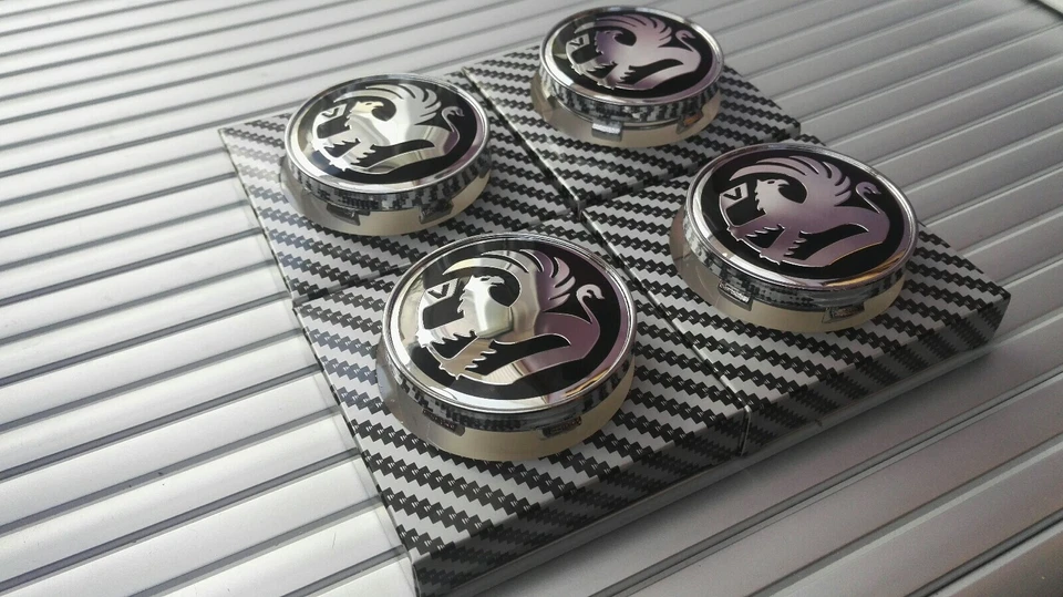 4x VAUXHALL ALLOY WHEEL CENTRE HUB CAPS BLACK-CHROME 60mm ADAM CORSA ASTRA VXR - Image 4 of 4