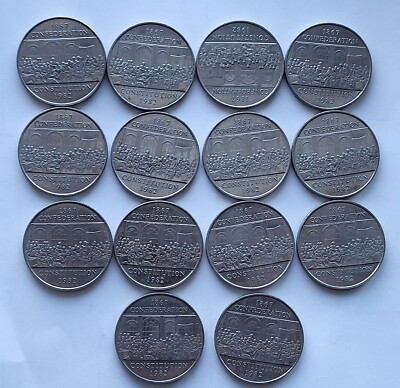 CANADA 1982 CONSTITUTION  LOT  OF 14   ONE DOLLAR  COINS( REF  CAN.X] #1/2