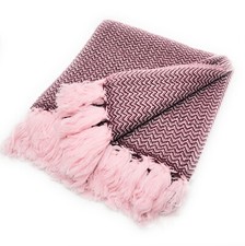 Cashmere Soft Throw Blanket Handmade in Nepal Natural Dye 55" x 100" Herringbone