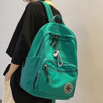 Girl Solid Color Fashion School Bag College Student Women Backpack Trendy