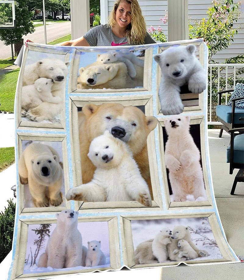 3D Polar Bear Family Polar Bears Arctic Animal Gift Fleece Blanket | eBay