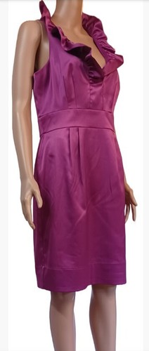 Dressbarn Women's Size 10 Purple Sheath Dress Ruffled Neckline Sleeveless - Picture 2 of 9