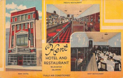 KENT HOTEL AND PRESTO RESTAURANT WILMINGTON DELAWARE POSTCARD 1945 - Picture 1 of 1