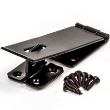 3"/4" HEAVY DUTY BLACK SAFETY HASP & LATCH STAPLE SHED LOCK HUT GATE PAD LOCK 