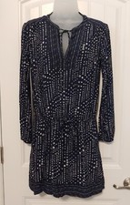 Gap Mix Print Women's Long Sleeve Dress Navy Print Size Small 