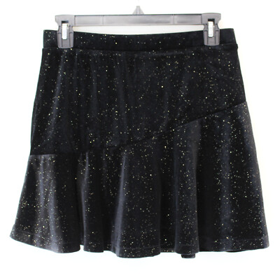 J.Crew Crewcuts Girls Black Sparkly Velvet Ruffle Skirt Size 10