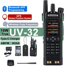 Hot For Baofeng UV-32 GPS Walkie Talkie 10W Bluetooth Programming Multi Band New