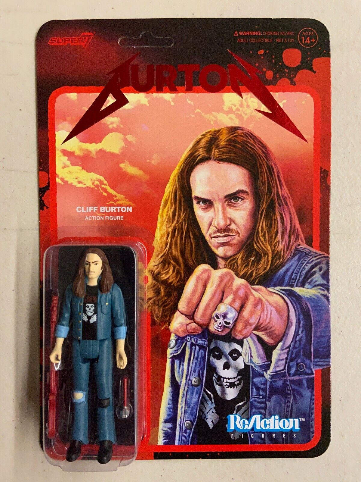 Super7 Metallica Cliff Burton ReAction Figure Kill 'Em All Unpunched Variant MOC