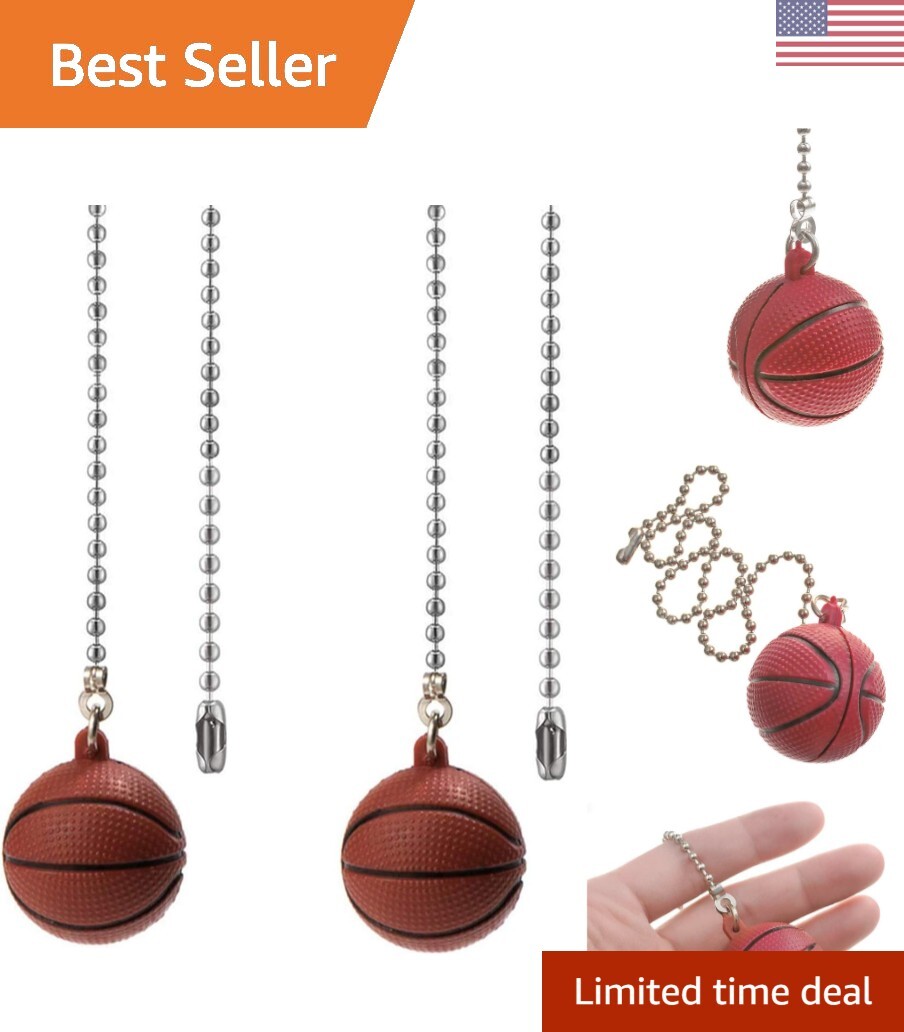 Basketball Pendant Ceiling Fan Pull Chain 12 Inch 2 Pack  -image
