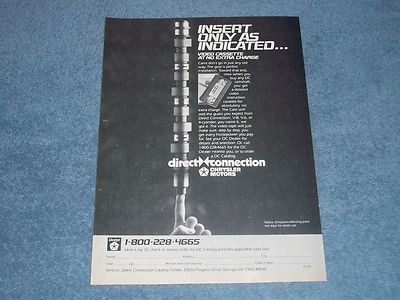 1987 Mopar Direct Connection Vintage Camshaft Ad ''Insert only as Indicated''