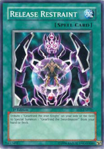 1996 Yugioh Yu-gi-oh card 1st Edition Release Restraint SD5-EN032