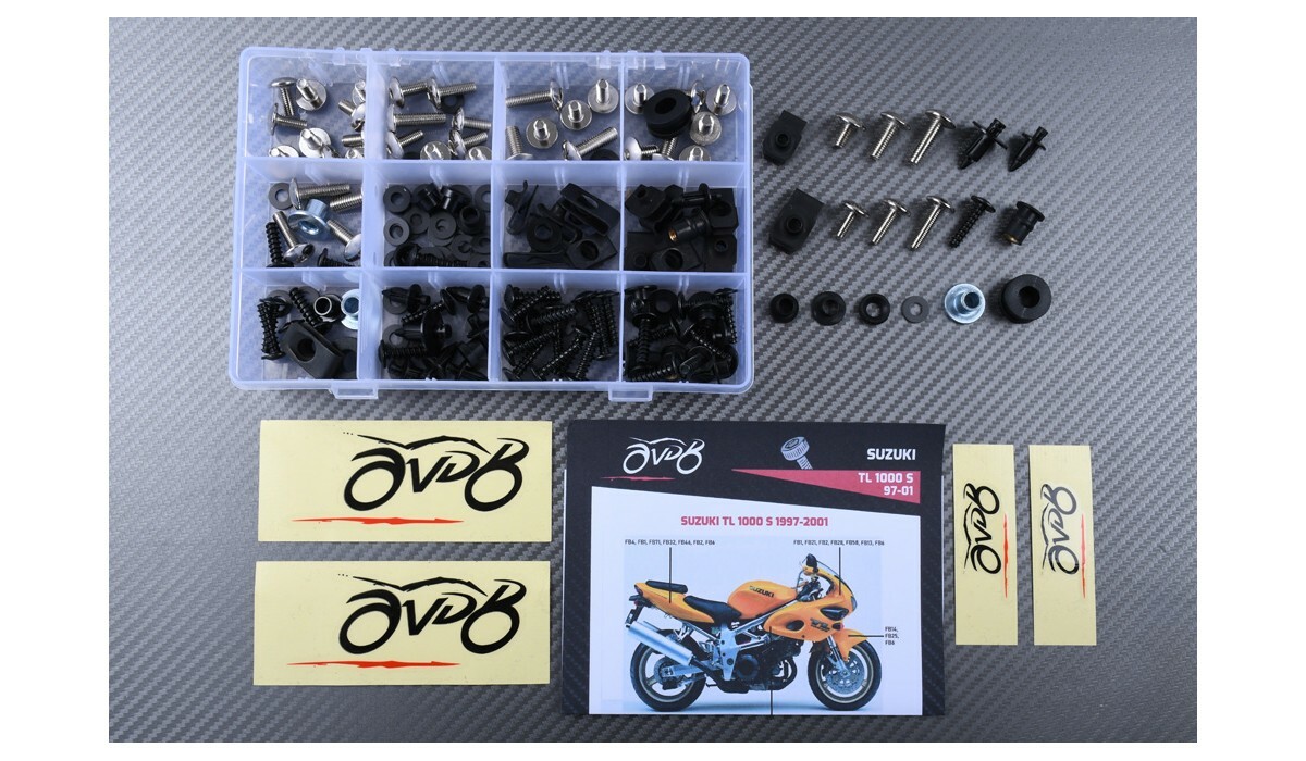 Kit vis carénage argent anti-rouille pour moto Suzuki TL 1000 S