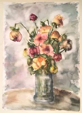 France 20th c: A Vivid Floral Bouquet, Fine Expressionist,  Listed Female Artist