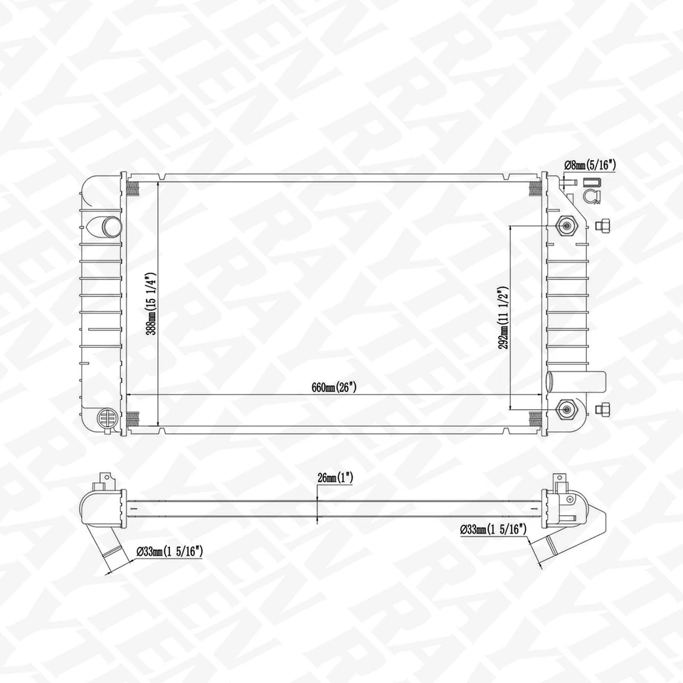 Radiador para Chevrolet Beretta 2.3 L4; 1994-1994 Foto 2 de 4