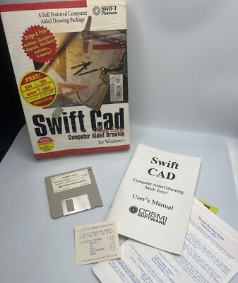 Swift CAD Vintage Software 1995 Computer Aided Drawing For Windows 3.5  Disk