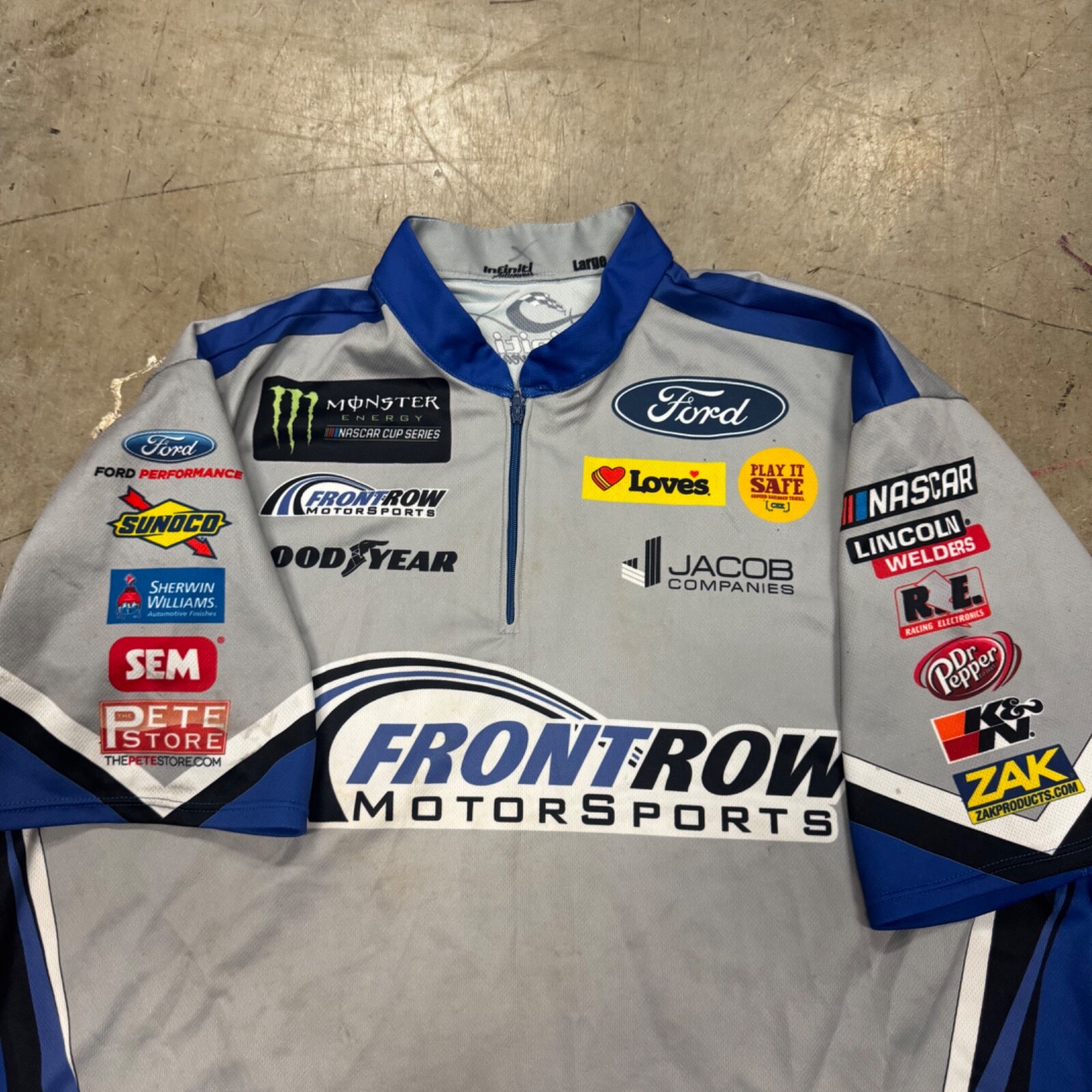FILA Maglia Micheal McDowell Front Row Motorsports Ford Monster Large Race Crew NASCAR