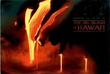 Fiery lava flow meets ocean in Hawai'i.! postcard