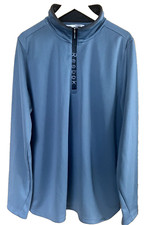 REEBOK Pullover Men's Size XL Blue 1/4 Zip Up Sweatshirt Activewear Top Logo