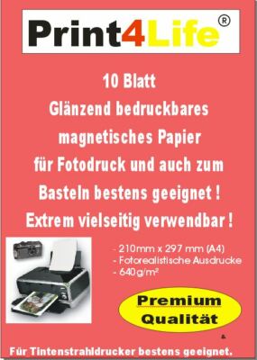 10 Blatt A4 Fotopapier magnetisch Magnetpapier glänzend von Print4Life 