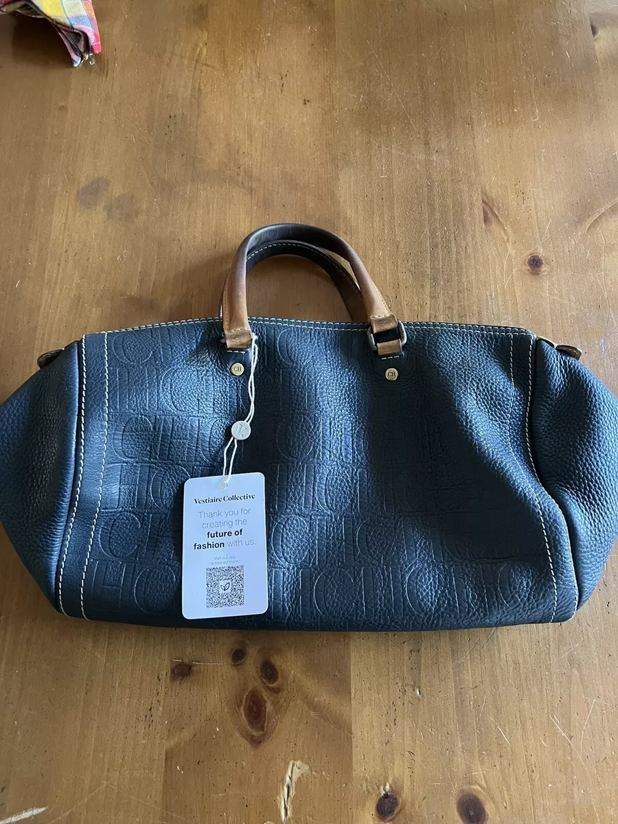 CAROLINA HERRERA Blue Embossed Leather Andy Bag item eBay