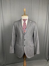 Hackett London Herringbone Men's Gray Wool Blazer Sportcoat Jacket Size 44R