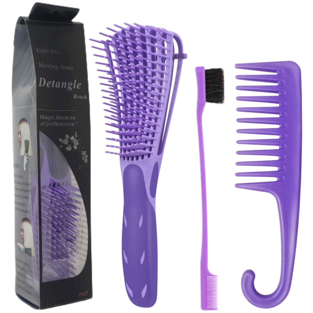 Purple Detangling Brush for Curly, Wavy, African, & All Hair  display picture 1