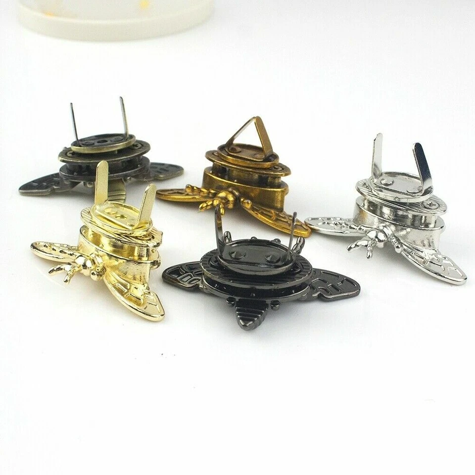 1pc Bee Shape Turn Locks Retro Metal Bag Clasps Leather Craft Making Accessories - Image 3 of 4