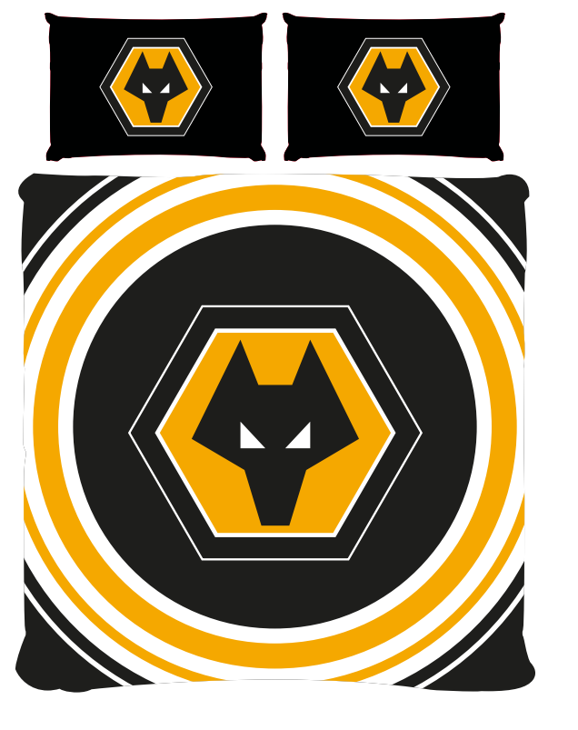 WOLVERHAMPTON FC DOUBLE DUVET COVER SET FOOTBALL CLUB NEW OFFICIAL LICENSED