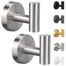 (2 Pack Brushed Nickel) Towel Hooks, Robe Hook, Bathroom Coat Hook Wall Mounted,