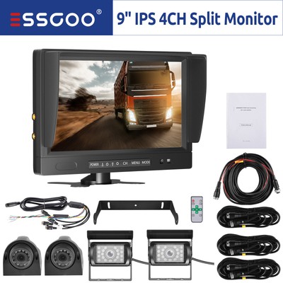 9'' IPS DVR 4CH Quad Split Monitor Mit 4x AHD IP69 Rückfahrkamera Auto LKW BUS RV