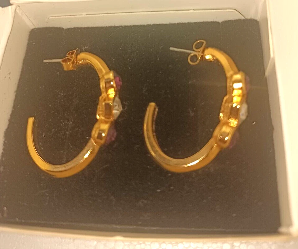 Avon Elegant Sparkle Earrings with surgical steel posts Purple crystal - Image 2 of 4