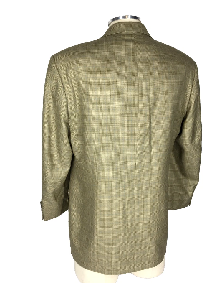 42R* Lessona Italy Nordstrom Mens 3 Button Silk Wool Blazer Sport Coat Sand Blue - Image 4 of 4
