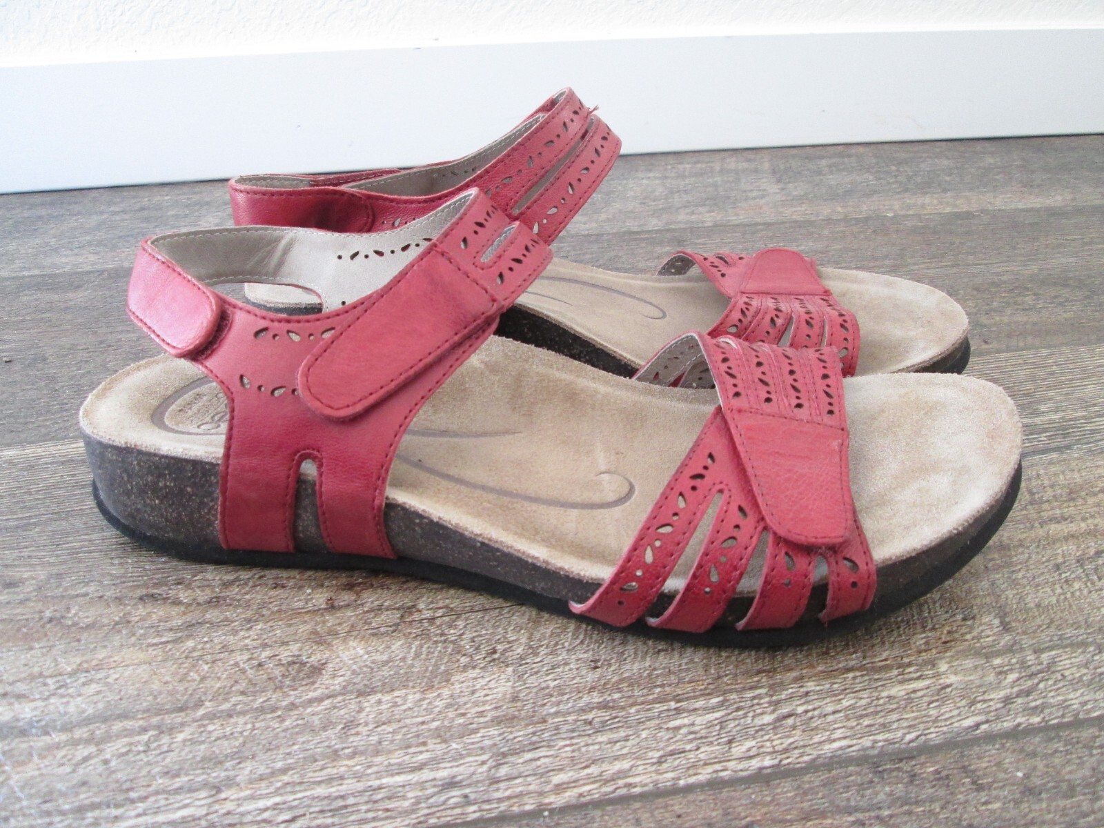 Abeo Bijou Women's 10 N Sandals Strappy Ankle Strap Leather Arch Support  red | eBay