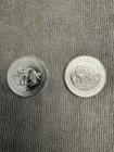 Set of Two 2014 Canadian 1.5 oz Silver Arctic Fox Coins -8 CAD Denomination