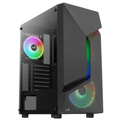 Aerocool SCAPEBKV3 Gaming ATX Case Front RGB LED Tempered Glass 3x ARGB Fans