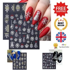 Nail Art Decals - 2pcs Sparkle Silver Christmas Stickers for Manicure